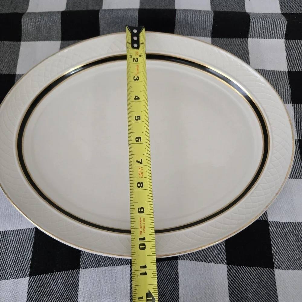 Homer Laughlin China Gothic Large Oval Serving Platter Raised Weave Trim